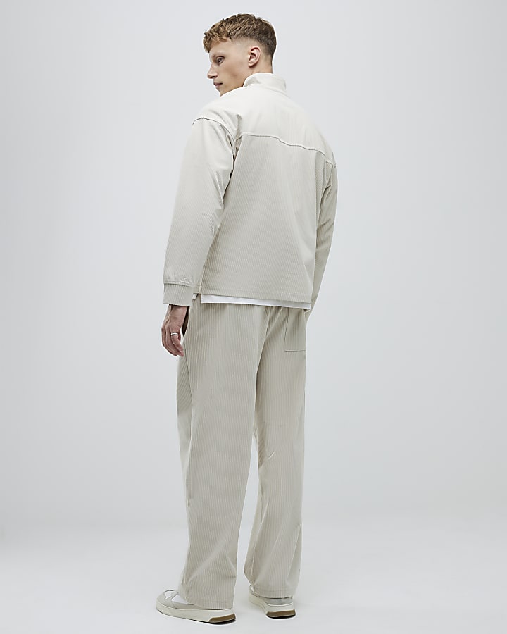 Beige Corduroy Wide Leg Joggers