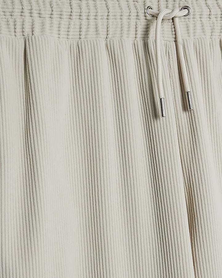 Beige Corduroy Wide Leg Joggers