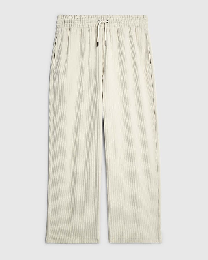 Beige Corduroy Wide Leg Joggers