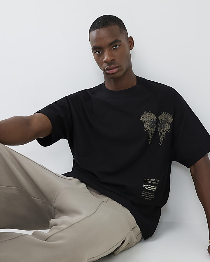 Black Oversized Fit Honshu Beasty T-Shirt