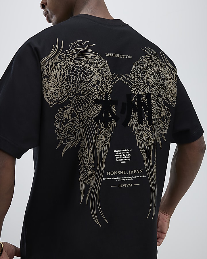 Black Oversized Fit Honshu Beasty T-Shirt