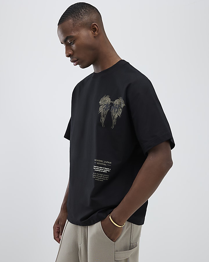 Black Oversized Fit Honshu Beasty T-Shirt