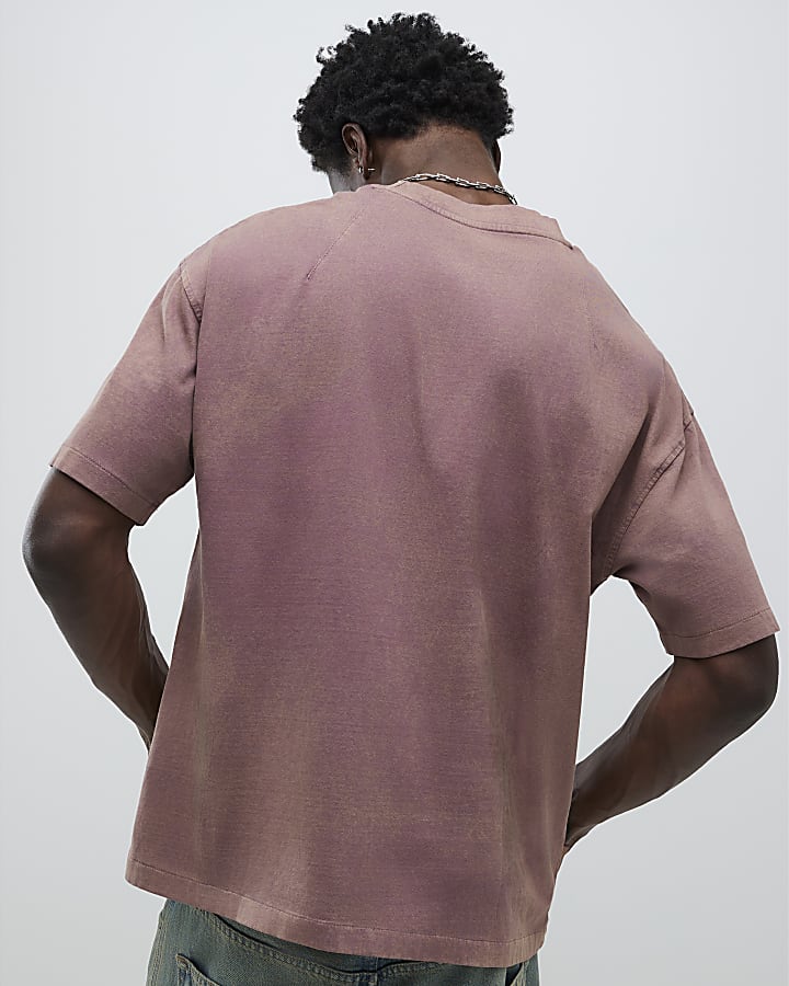 Red Oversized Fit Washed T-Shirt