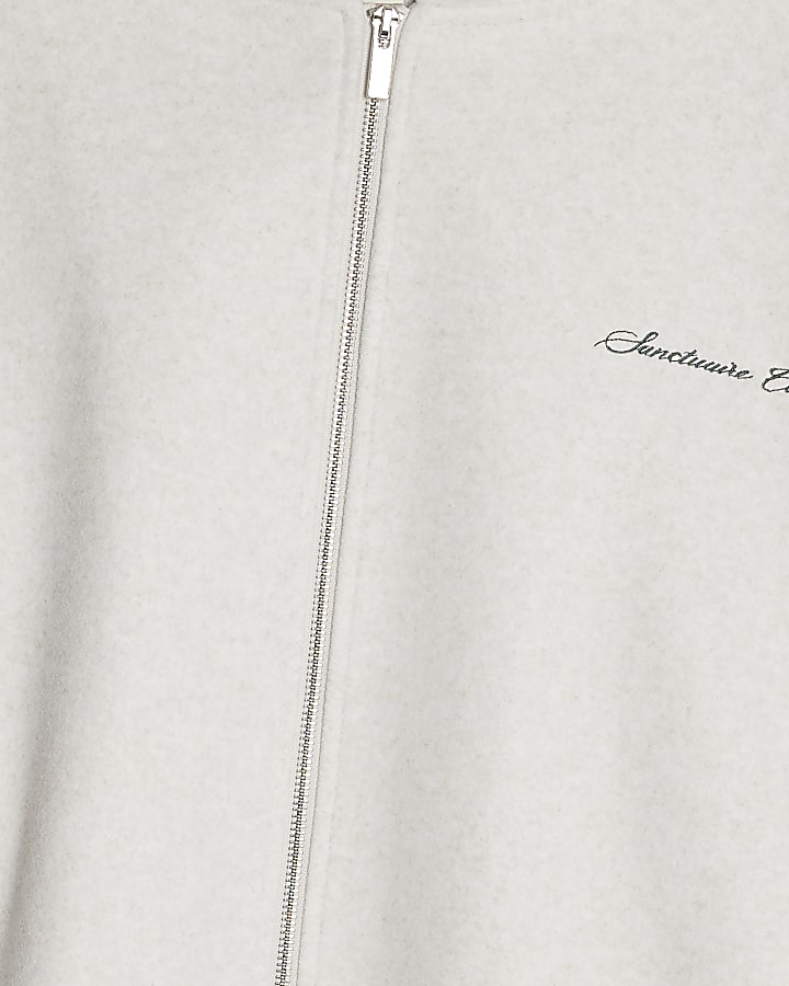 Grey Oversized Fit Sanctuaire Felt Hoodie