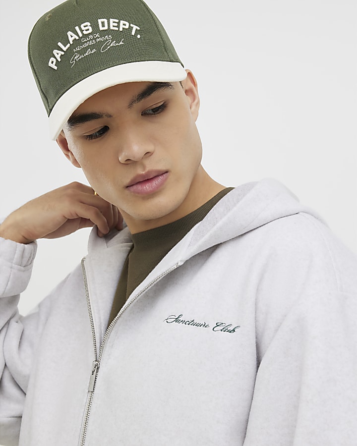 Grey Oversized Fit Zip Through Hoodie