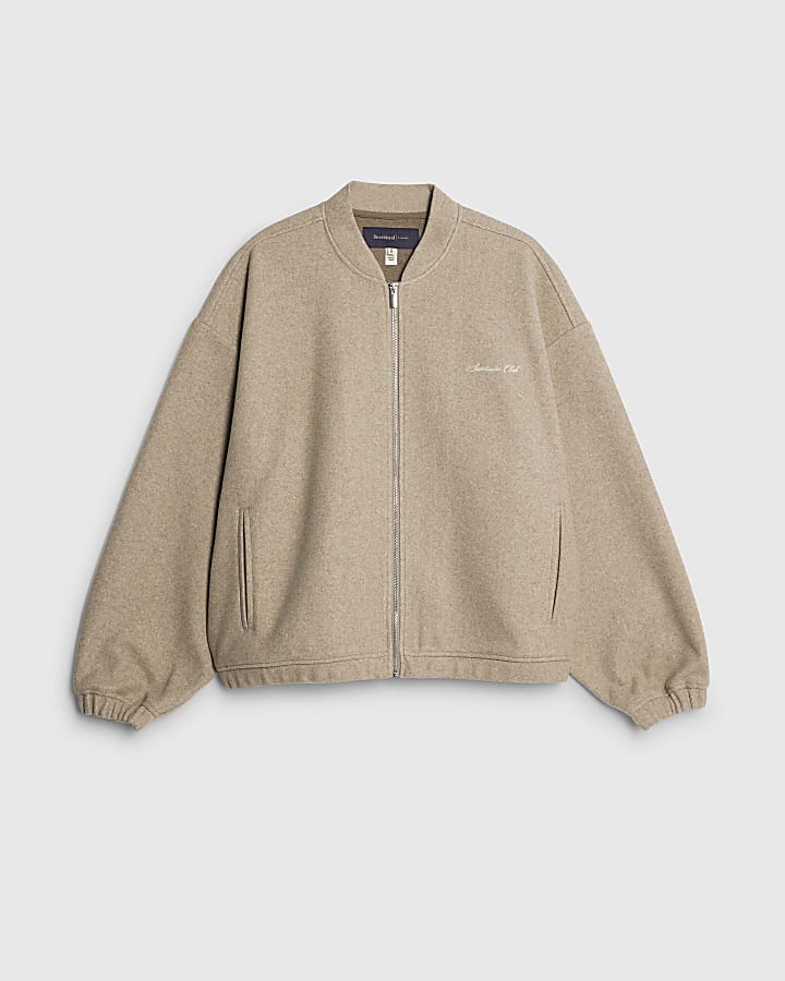 Beige Oversized Fit Sanctuaire Bomber Jacket