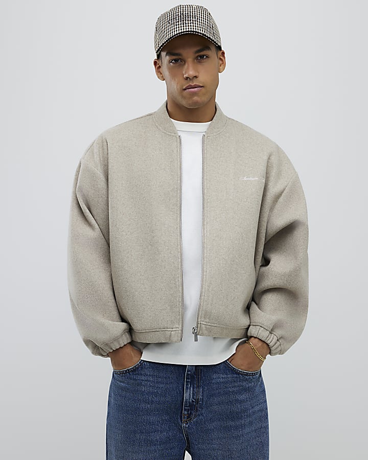 Beige Oversized Fit Sanctuaire Bomber Jacket