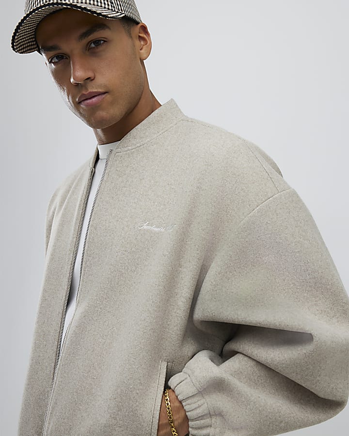 Beige Oversized Fit Sanctuaire Bomber Jacket