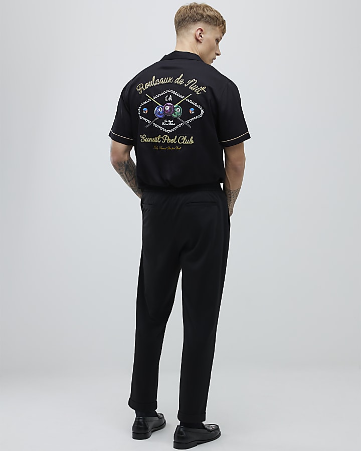 Black Tapered Fit Ponte Trousers