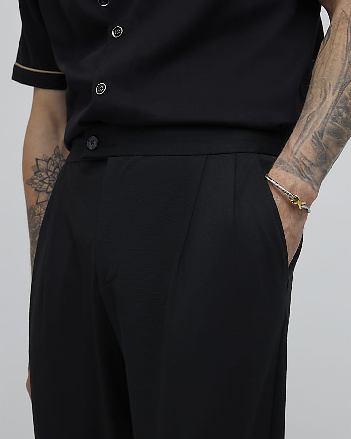 Black Tapered Fit Ponte Trousers