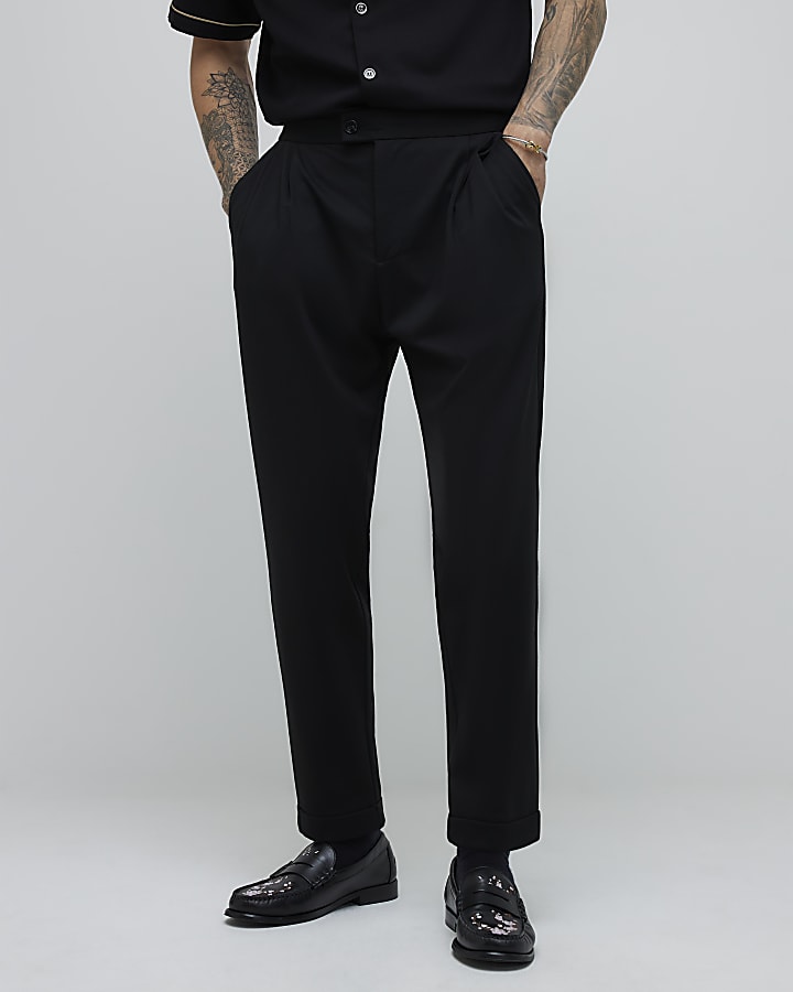 Black Tapered Fit Ponte Trousers