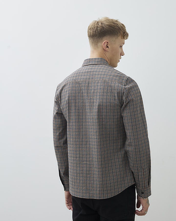 Brown Regular Fit Check Shirt
