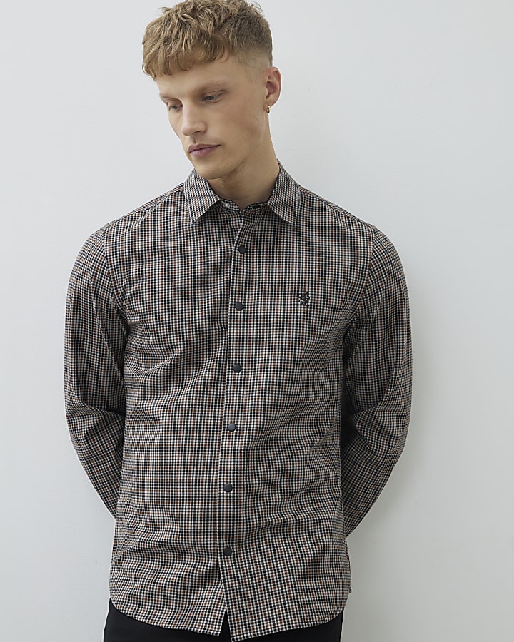 Brown Regular Fit Check Shirt