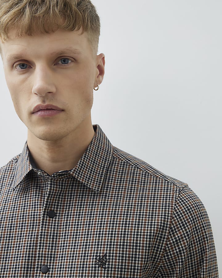 Brown Regular Fit Check Shirt