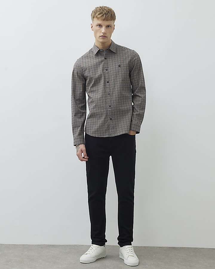 Brown Regular Fit Check Shirt
