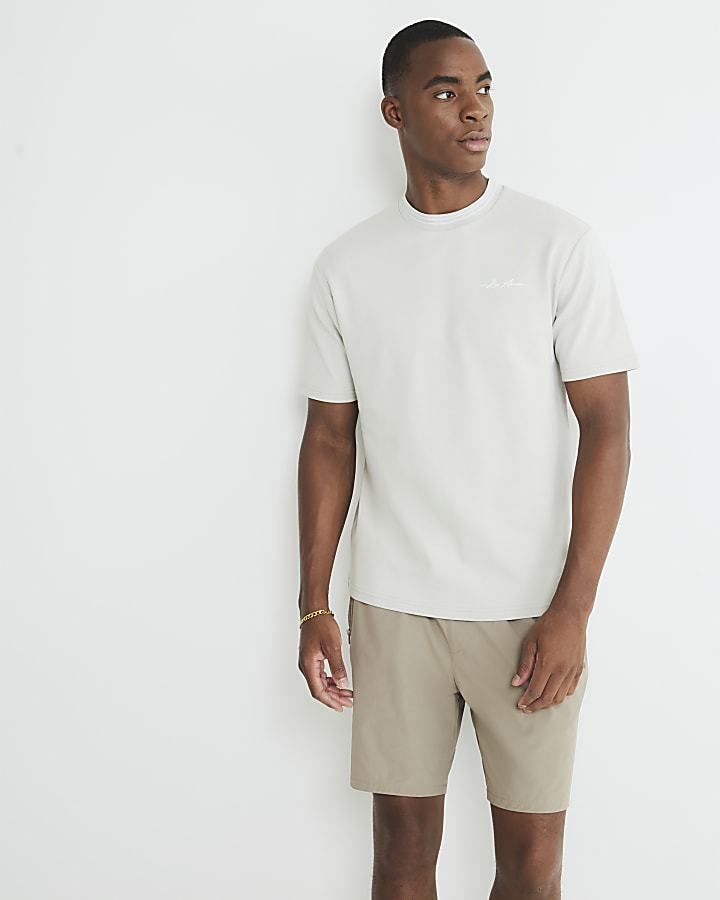 Grey Slim Fit Embossed Les Amis T-Shirt