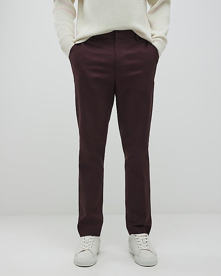Red Slim Fit Chino Trousers