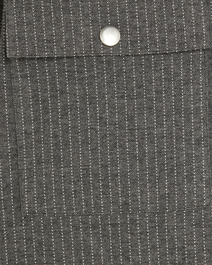 Grey Regular Fit Pinstripe Overshirt