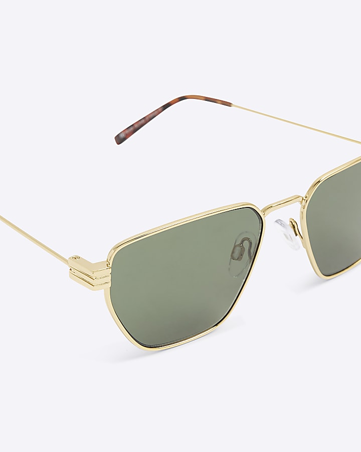 Gold Angled Hexogen Sunglasses