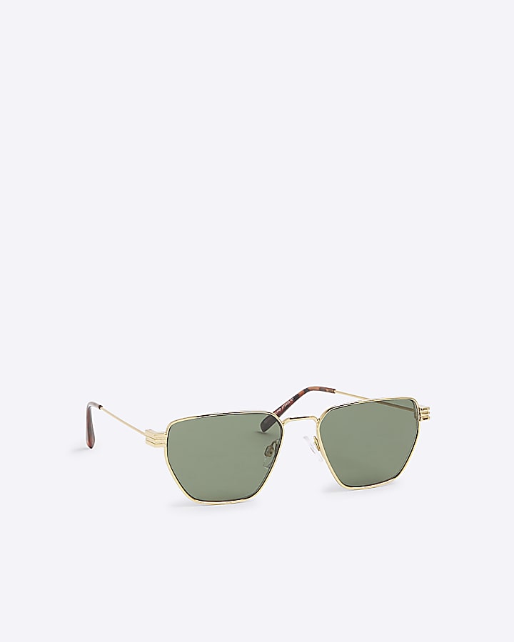 Gold Angled Hexogen Sunglasses