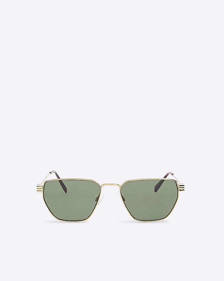 Gold Angled Hexogen Sunglasses