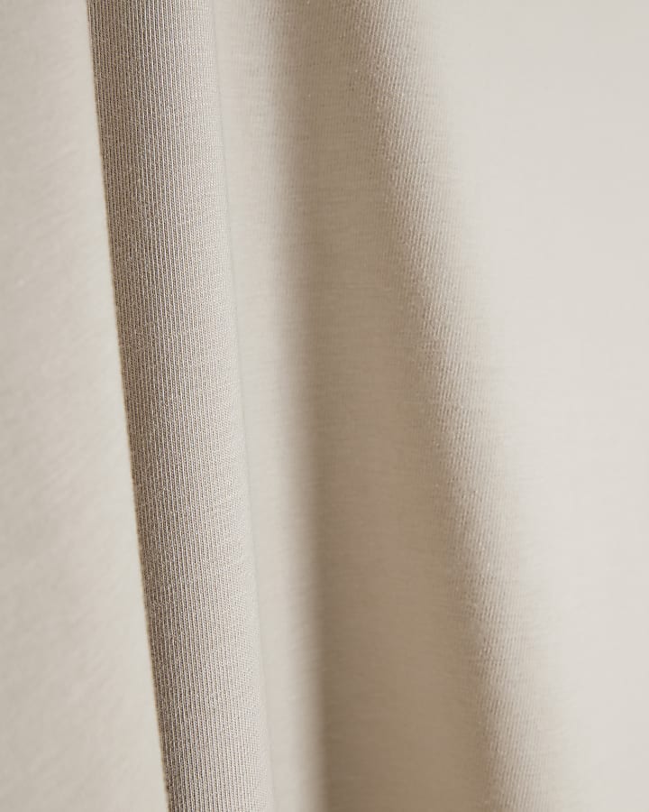 Beige Muscle Fit Cotton Stretch T-Shirt