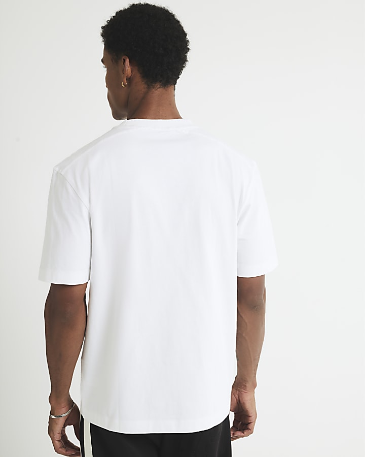 White Regular Fit Embroidered T-Shirt 