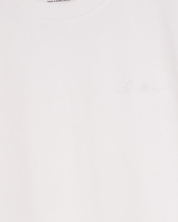 White Regular Fit Embroidered T-Shirt 
