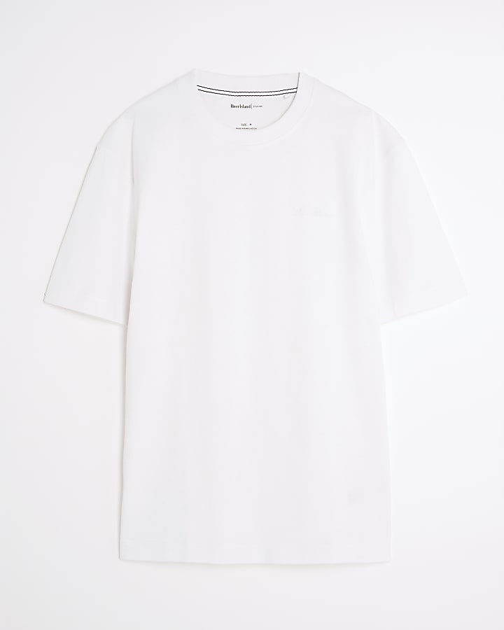 White Regular Fit Embroidered T-Shirt 
