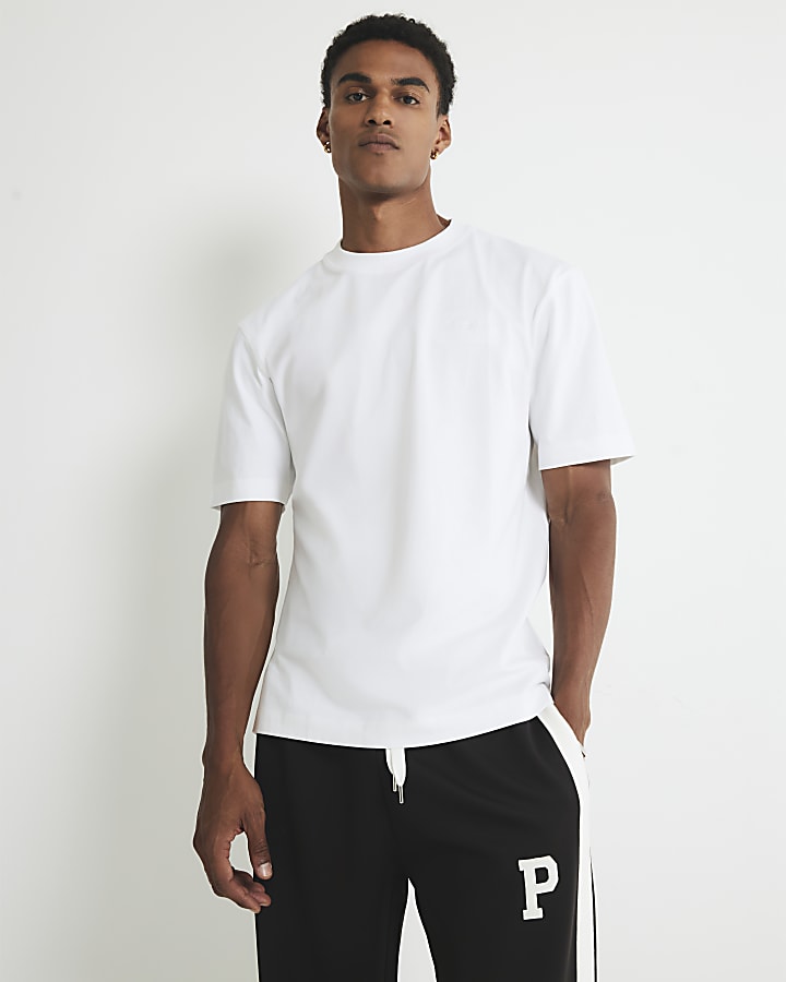 White Regular Fit Embroidered T-Shirt 