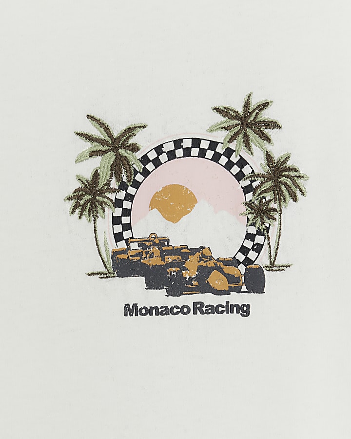 Cream Regular Fit Monaco Racing T-Shirt