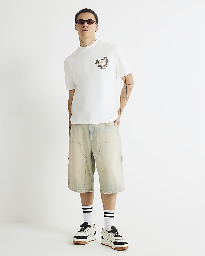 Cream Regular Fit Monaco Racing T-Shirt
