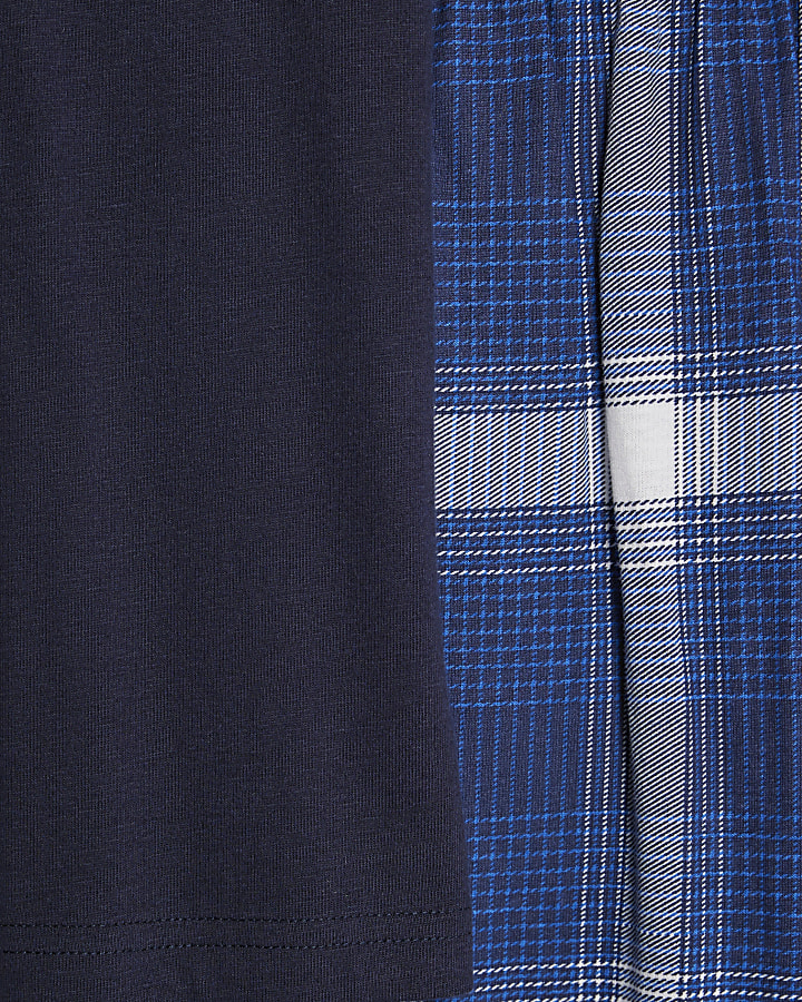 Navy Check Trousers Loungewear Set