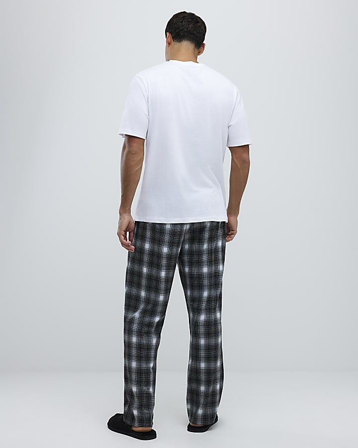Black Check Trousers Loungewear Set