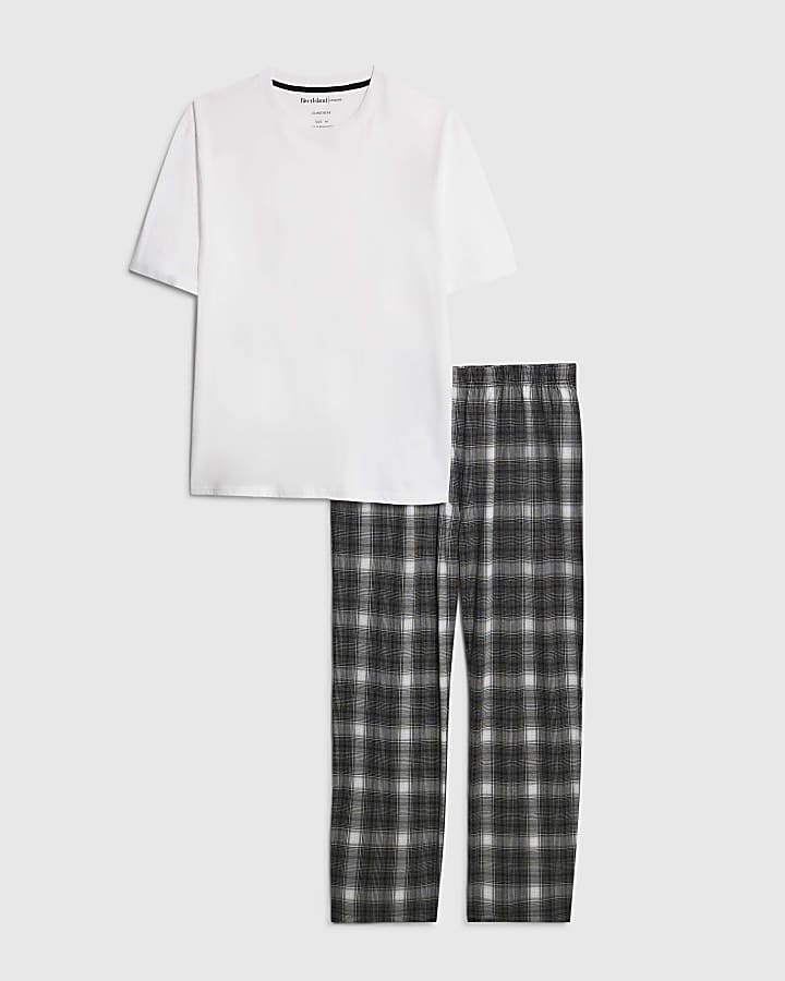 Black Check Trousers Loungewear Set