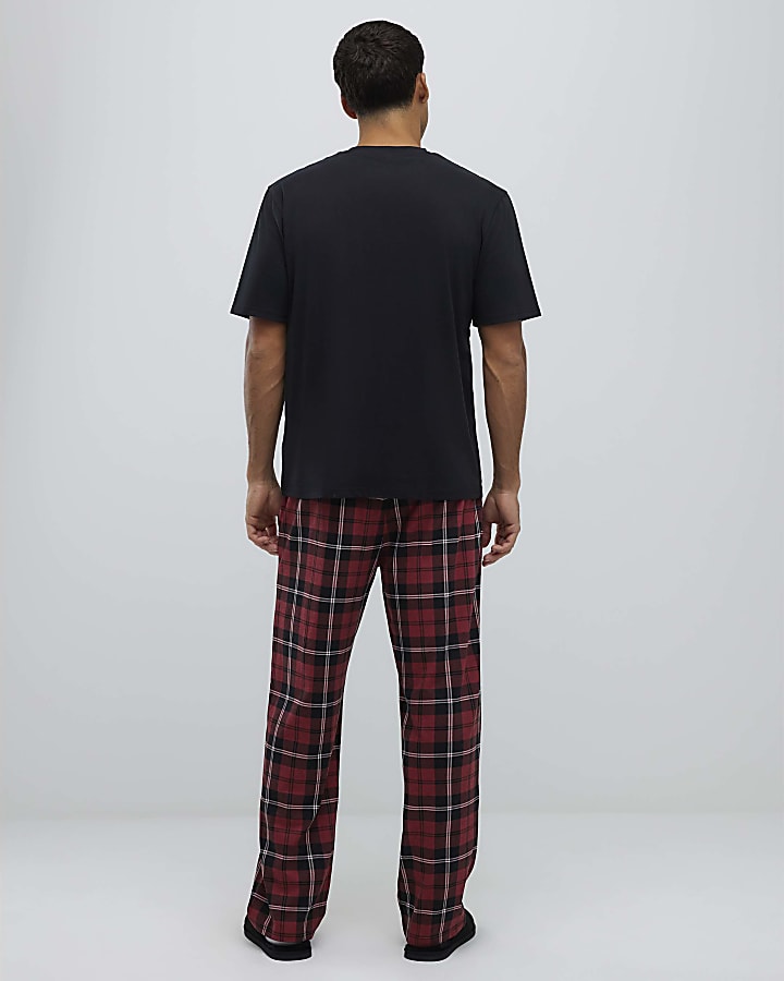 Red Check Trousers Loungewear Set