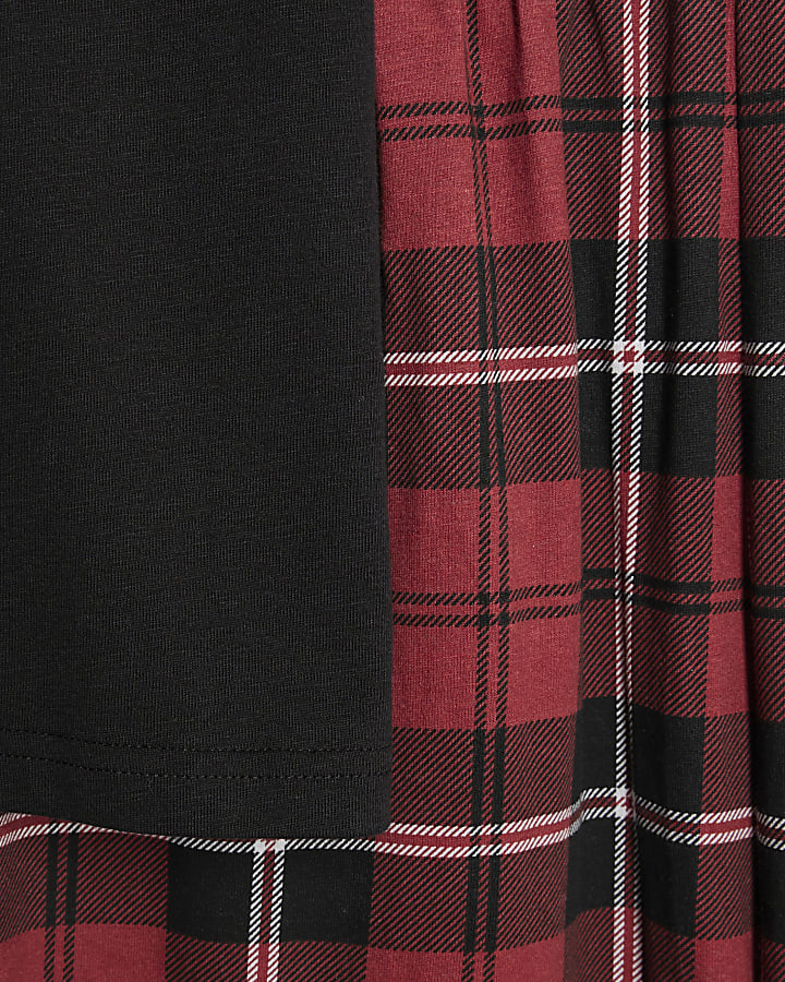 Red Check Trousers Loungewear Set