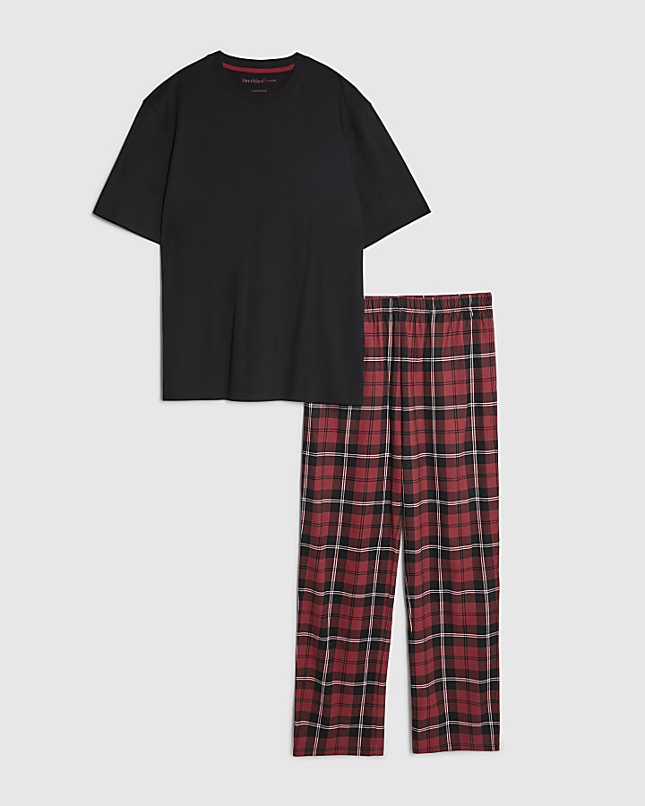Red Check Trousers Loungewear Set