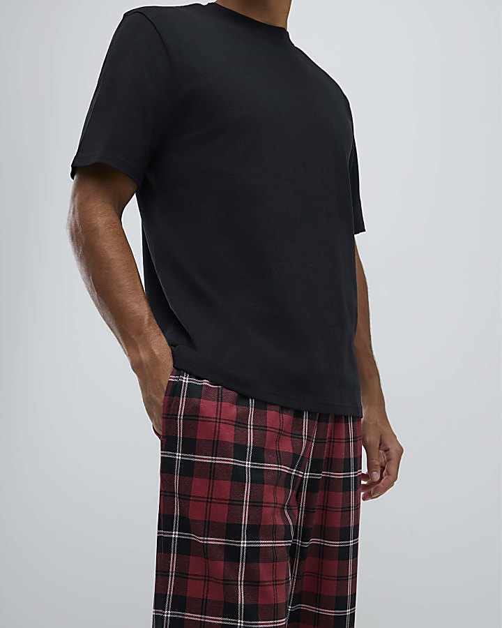 Red Check Trousers Loungewear Set