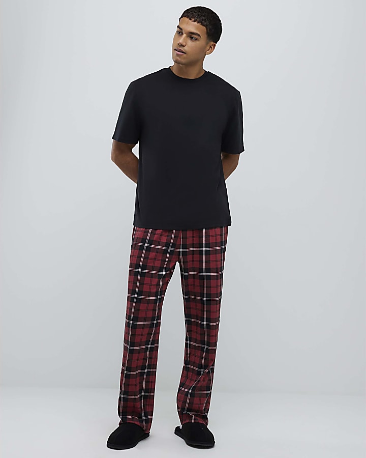 Red Check Trousers Loungewear Set