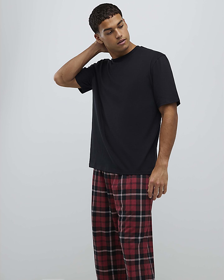 Red Check Trousers Loungewear Set