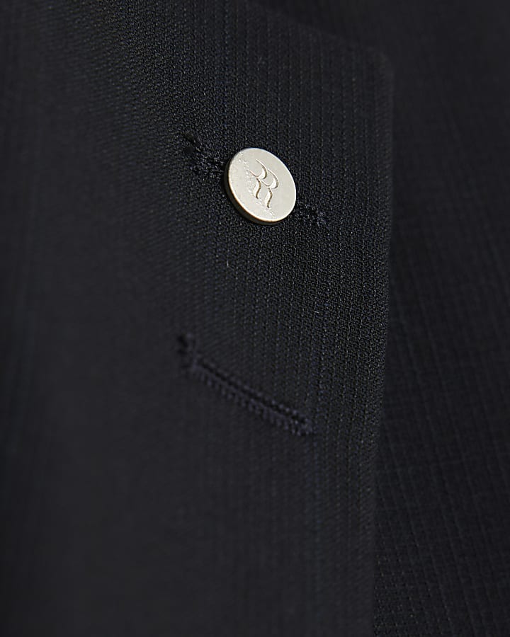 Black Regular Fit Pinstriped Suit Jacket