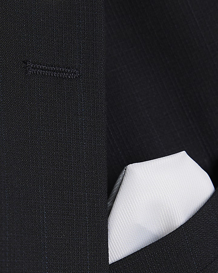 Black Regular Fit Pinstriped Suit Jacket
