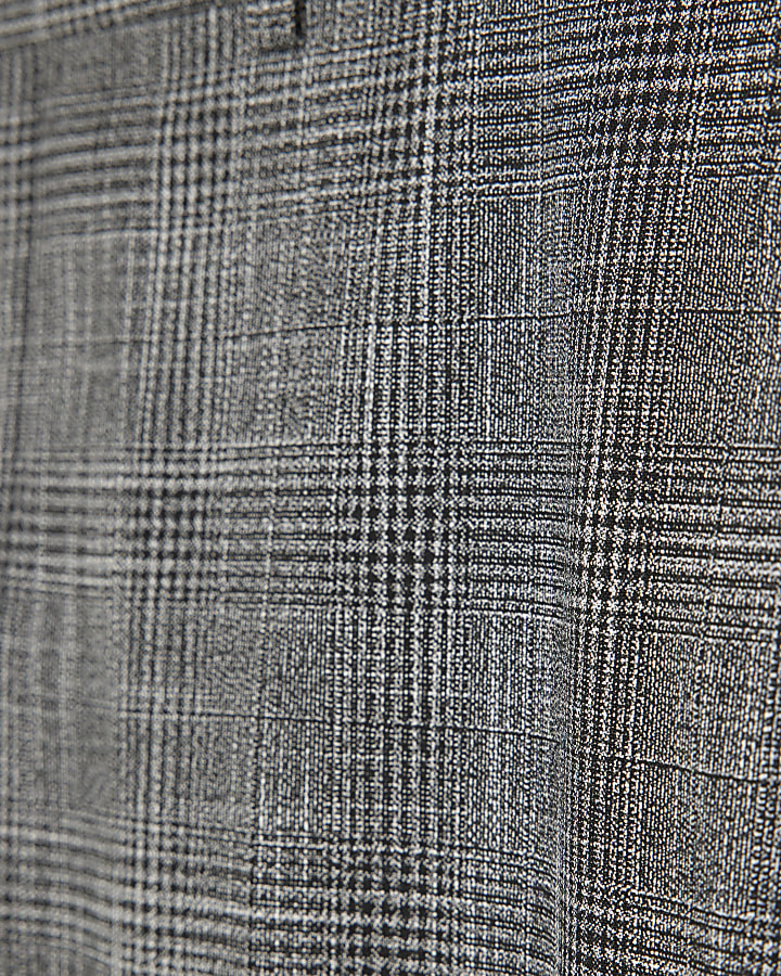 Grey Regular Fit Check Suit Trousers