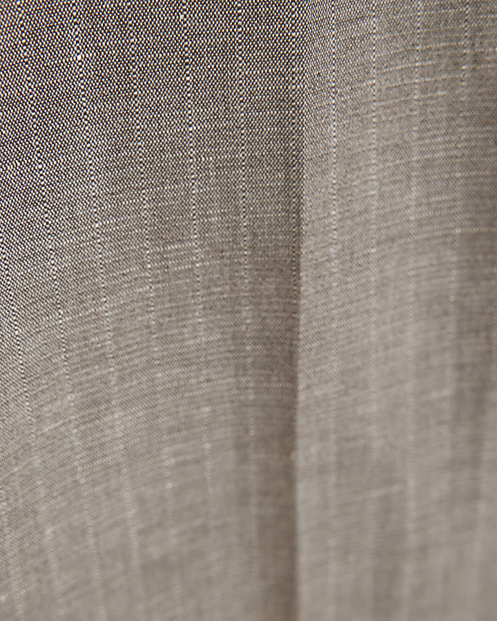 Brown Regular Fit Pinstriped Suit Trousers