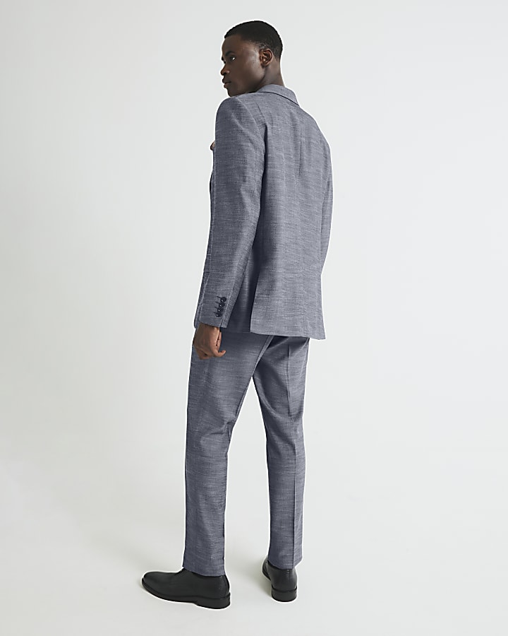 Blue Regular Fit Denim Suit Trousers