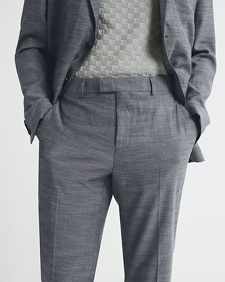 Blue Regular Fit Denim Suit Trousers