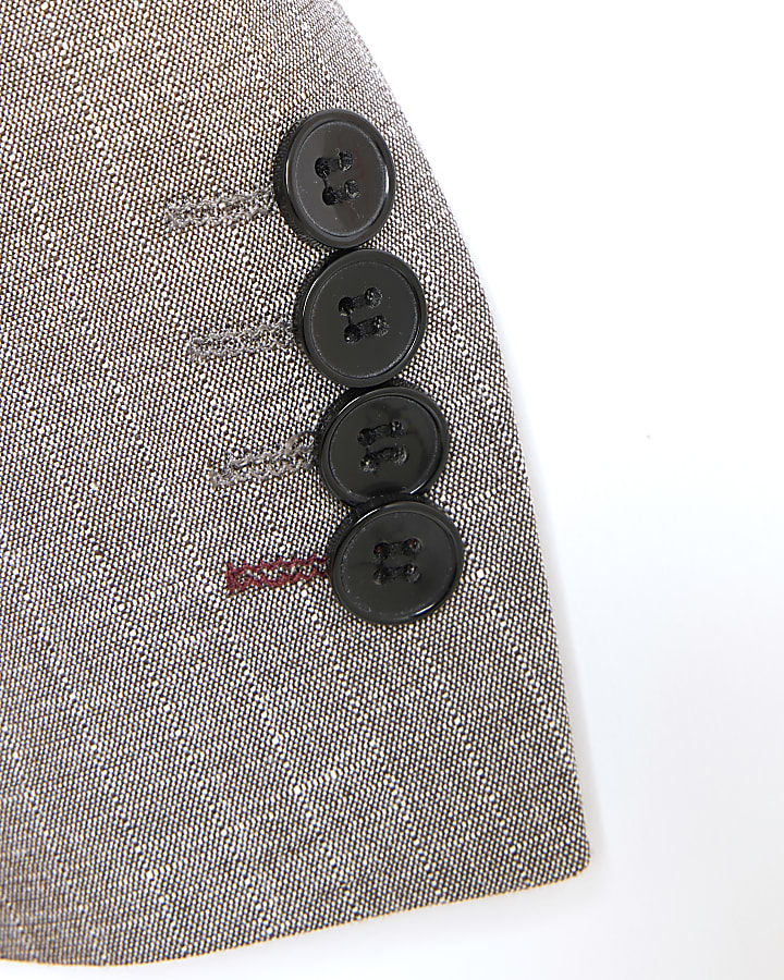 Brown Regular Fit Pinstriped Suit Jacket