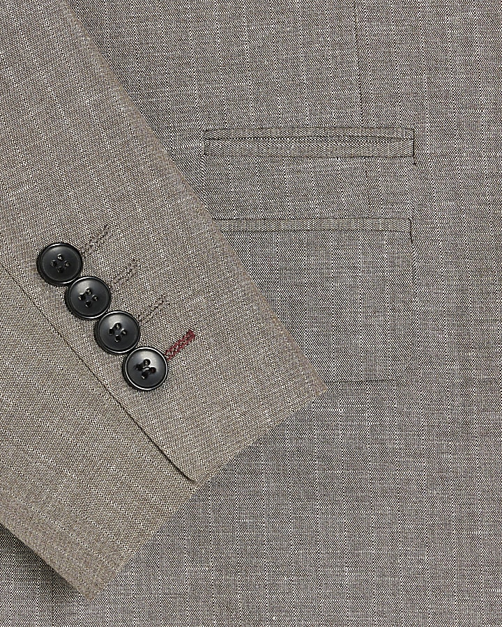 Brown Regular Fit Pinstriped Suit Jacket