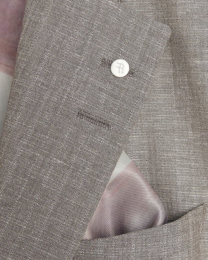 Brown Regular Fit Pinstriped Suit Jacket